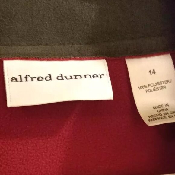 Alfred DUNNER womans Faux Suede Size 14 Green W red lining long sleeve - Picture 3 of 4
